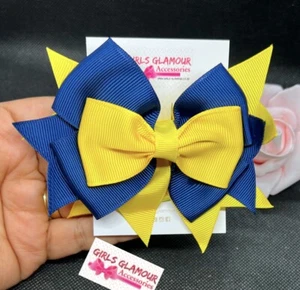 SCHOOL YELLOW NAVY BLUE HAIR BOW HEADBAND HAIRBAND BOBBLES DRESS UNIFORM - Bild 1 von 3
