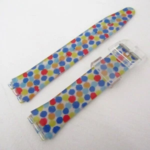 SWATCH Watch 17mm Strap Replacement Band GENT Polka Dot Yellow Red Blue Orange - Bild 1 von 2