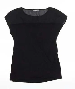 South Womens Black Viscose Blend Basic T-Shirt Size 10 Boat Neck - Mesh detail - Picture 1 of 12