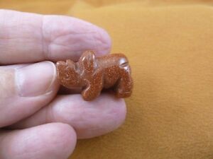 Y-Rhi-516) little orange Rhinoceros I love little Rhino Rhinos gemstone Figurine