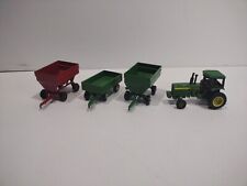 Ertl John Deere Diecast Farm Tractor And 3Grain Trailer 1:64 Scale Green 4 Piece