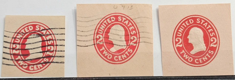 US Cut Square Sc U413, 2c red on oriental buff, Mint & Used CV$1.00 (504C89) - Image 1 of 1