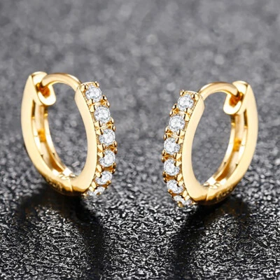 Moissanite Hoop Earring D Color VVS1 Brilliant Cut Genuine 18K Yellow Gold Au750 - Image 1 of 4