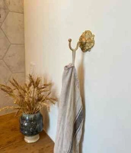 Brass Towel Holder – Wall Mounted Rustic Hanger | Antique Style Bathroom Decor - Picture 1 of 6