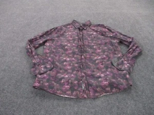 John Rocha Shirt Adult L Purple Floral Print Preppy Lightweight Casual Mens - Picture 1 of 8