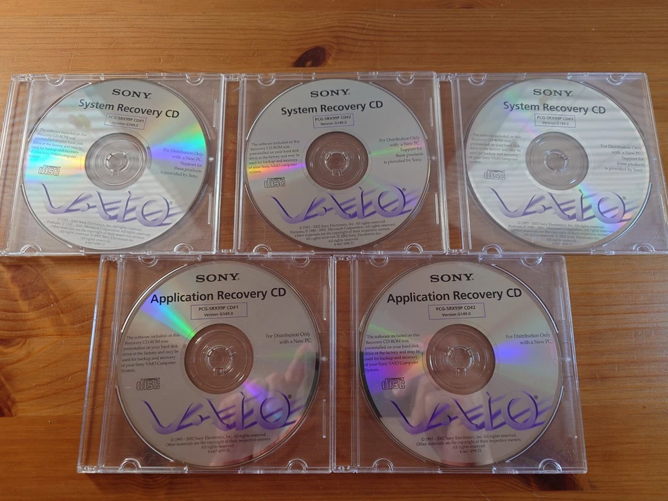 Sony Vaio PCG-SRX99P Recovery Discs - System and Application - Image 1 of 1