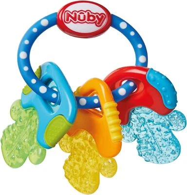 NÛBY Nuby IcyBite™ Keys – Soothing Teether | Multiple Teething Surfaces | Blue