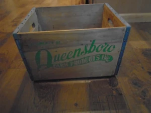 Vintage Queensboro Farm Products NY Wood / Metal Milk Bottle Crate MCM - Picture 1 of 7