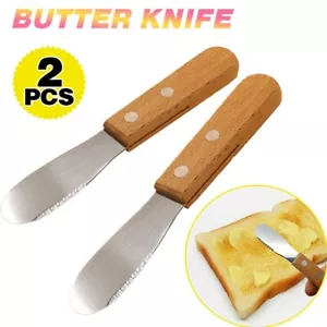 2 Butter Knife Spreader Cheese Slicer Sandwich Cream Spatula Desert Tool Cutlery - Picture 1 of 13