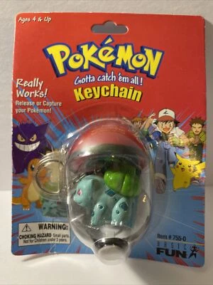 Pokemon Bulbasaur Pokeball Catch & Release Keychain Basic Fun 1999 Brand New - Image 1 of 2
