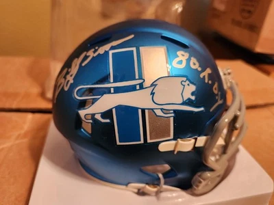 Minicasco firmado por Billy Sims con inscripción 80 ROY. Foto 1 de 2