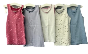 X5 Girls M&S Vest Tops Size 6/7 Years Cotton Kids - Picture 1 of 10