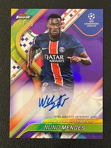 Nuno Mendes 2024-25 Topps Finest UEFA Auto Purple Refractor /299 PSG - Picture 1 of 2