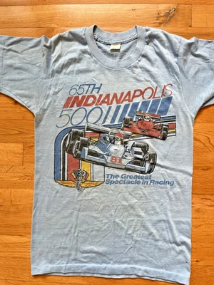 复古 1981 年 Indy Indianapolis 500 单针 T 恤尺寸 S 34-36 超薄 — 第 1/4 张图片