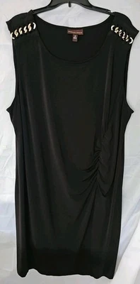 DANA BUCHMAN MUJER TALLA 2X VESTIDO CORBATA NEGRO CON CAMBIOS DECORATIVOS EN EL HOMBRO Foto 1 de 4
