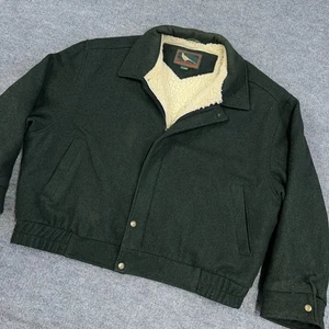 Vintage Field Stream Bomber Jacket Mens 2XL Green Wool Sherpa lined Coat USA - Picture 1 of 10