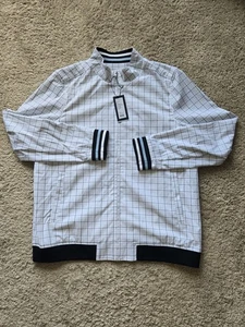 Rhone dune golf jacket mens XL white windowpane full zip - Picture 1 of 11