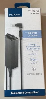 Nuevo cargador universal para computadora portátil Insignia 65 vatios caja abierta NS-PWL965 cable de 10 pies, punta Foto 1 de 4