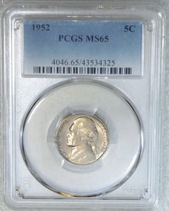 1952 P Jefferson Nickel PCGS MS65 95% Full Steps Super Luster Just Graded #F108D - Picture 1 of 5