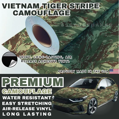 Premium Camuflaje Camuflaje Vietnam Tigre Coche Vinilo Envoltura Calcomanía Hoja Película Foto 1 de 2