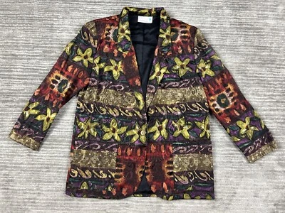 Vintage Danielle B Blazer Womens Medium Multicolor Floral One Button Made in US - Image 1 of 4