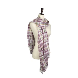 KUAI Women's Purple Plaid Fringe Scarf B13 - Picture 1 of 2