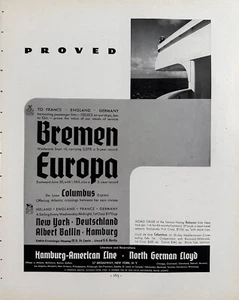 Pubblicità stampa originale Hamburg America Cruise Line 1935, Columbus Express - Foto 1 di 3