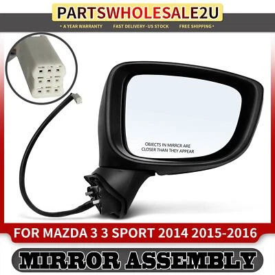 Espejo retrovisor eléctrico lateral derecho negro térmico con intermitente para Mazda 3 3 Sport 2014-2016 Foto 1 de 4