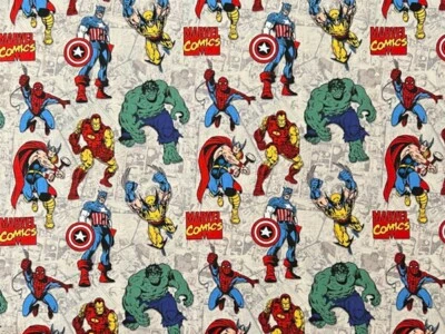 Marvel Comics Superhero Cotton Fabric, Fat Quarter - Image 1 of 2