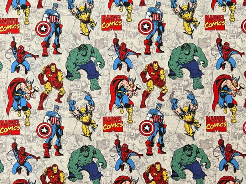 Marvel Comics Superhero Cotton Fabric, Fat Quarter - Image 1 of 2