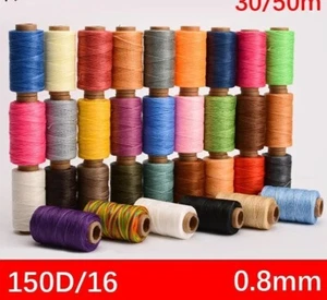 Waxed Flat Threads String Hand Stitching For Leather Sewing Crafts 30m 50m 0.8mm - Picture 1 of 42