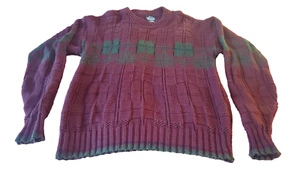 Vintage Woolrich Men's Large Burgundy Cotton Pullover Sweater - Picture 1 of 7