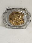 Horse Head Horse Shoe Belt Buckle Western Gold and Silver Tone