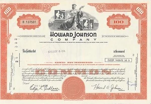 MDS USA HOWARD JOHNSON COMPANY 100 SHARES 1973 COMMON STOCK - Bild 1 von 2