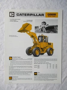Folleto de ventas de cargadora de ruedas Cat Caterpillar G926 1985 - Imagen 1 de 6