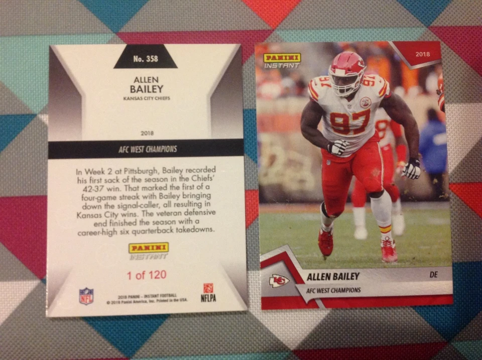 Allen Bailey RC #358 Chiefs Red Playoffs 2018 Panini Instant AFC WEST CHAMPS - Image 1 of 1