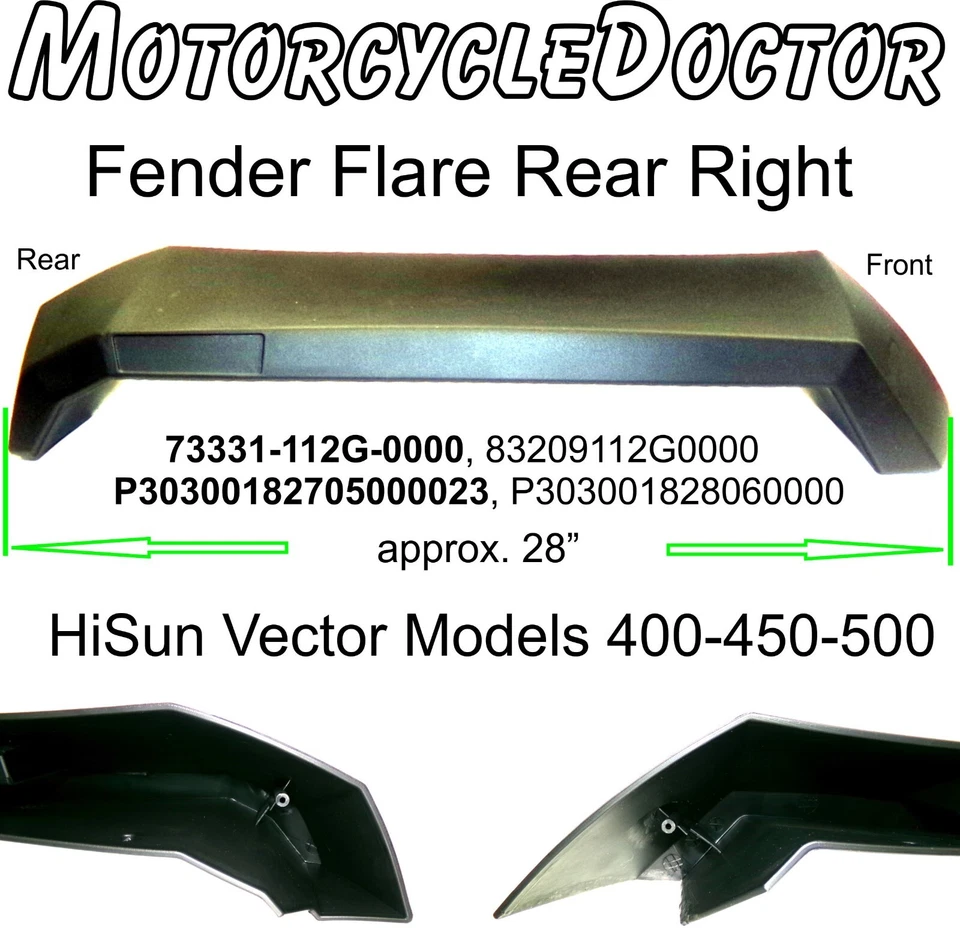 Fender Flare,Rear,Right,Cargo Bed,Vector,400-450-500,HiSun,Coleman,Home Depot - Image 1 of 1