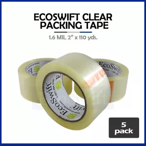5 ROTOLI EcoSwift Scatola di Cartone Sigillante Imballaggio Nastro Imballaggio 1,6mil 2" x 330 piedi - Foto 1 di 6