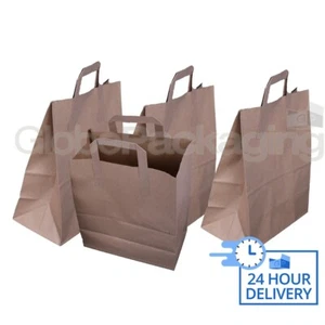 250 GROSSE KRAFT-PAPIERTRÄGER SOS-TASCHEN 10x5,5x12,5 BRAUN ZUM MITNEHMEN ESSEN PARTYS - Bild 1 von 5