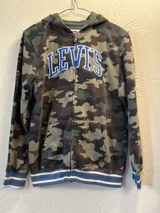 Levi's Jacket Big Boys XL Camo Fleece Full-Zip Hoodie Striped Trim - Picture 1 of 8
