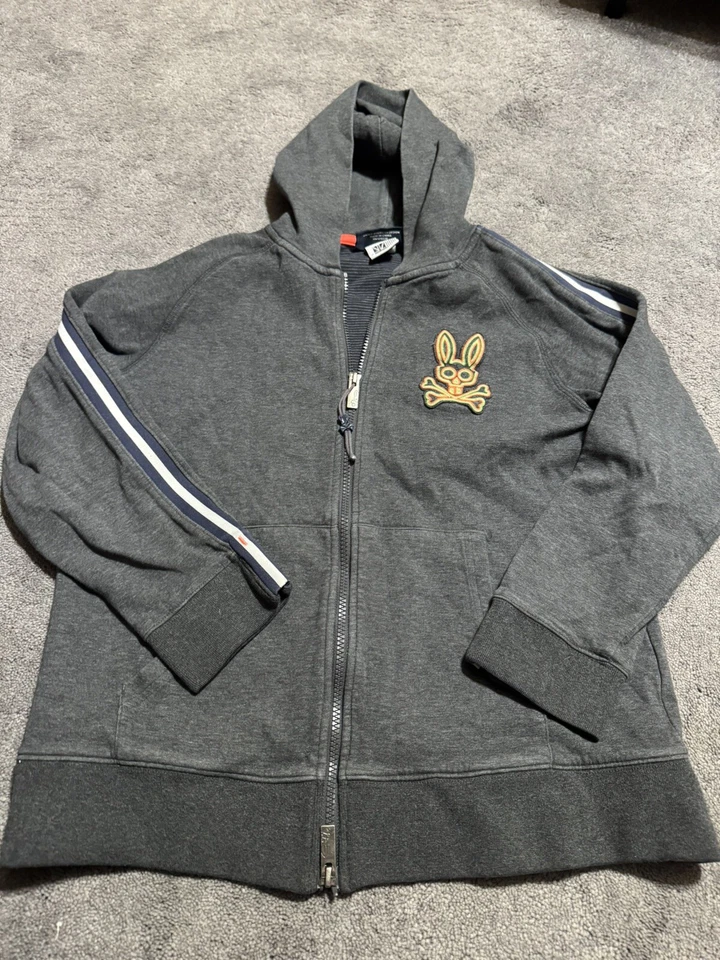 Psycho Bunny Kids XL Pierce Essential Terry Francés Cremallera Sudadera con Capucha Gris Foto 1 de 3