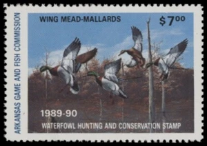 1989 Arkansas State Duck Stamp. Mint Never Hinged. Original Gum - Picture 1 of 1