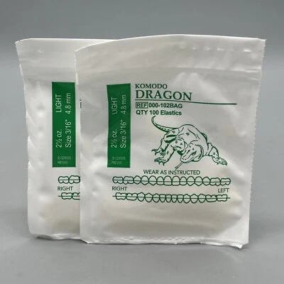 2 Komodo Dragon (READ) American Orthodontics Elastics Dental Rubber Bands Braces