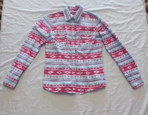Panhandle Western Pearl Snap Shirt Women's Size M Long Sleeve Aztec - Picture 1 of 14