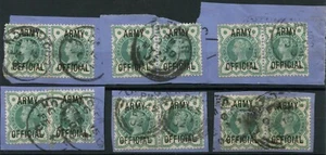 GB Q VICTORIA ARMY OFFICIALS .. in PAIRS on piece.. 12 stamps.. cat value £180 - Picture 1 of 1