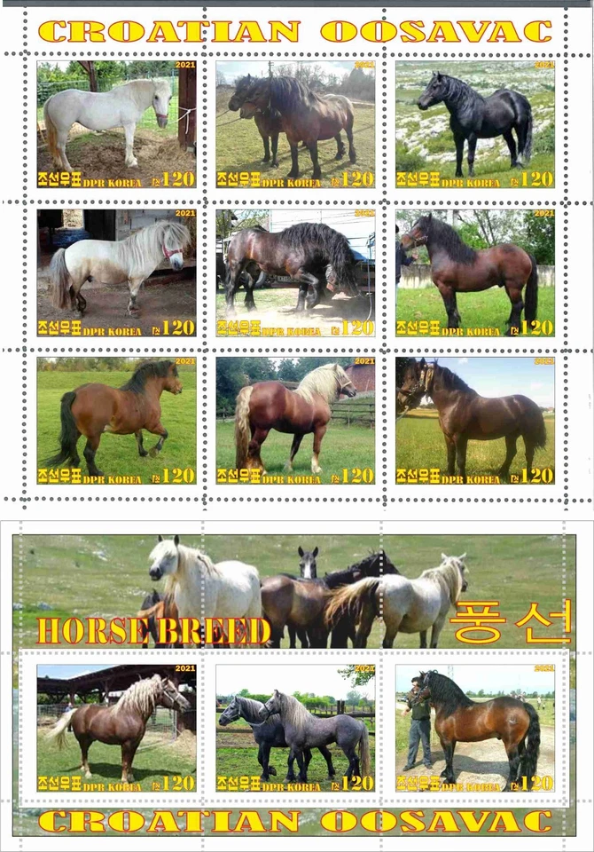 Stamp sheet+block  Croatian Oosavac Horses 2021 Korea issue - Image 1 of 1