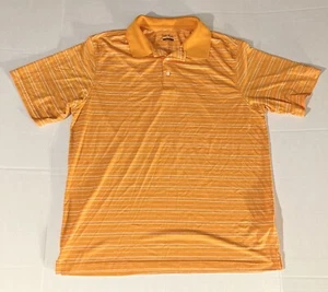 Walter Hagen Men LARGE Golf Polo Shirt Orange White Stripe Hydro-Dri ShortSleeve - Picture 1 of 16