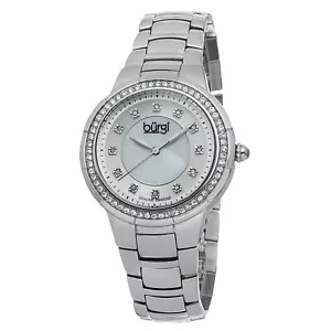 New Women's Burgi BUR093SS Swiss Diamond MOP Silver-tone Stainless Steel Watch - Picture 1 of 4