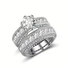 Silvery Wedding Ring Set Zircon Diamond Ring Engagement Rings  Women