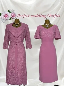 VENI INFANTINO Talla 10 Rosa Oscuro Encaje Madre de la Novia Conjunto Vestido Chaqueta - Imagen 1 de 15